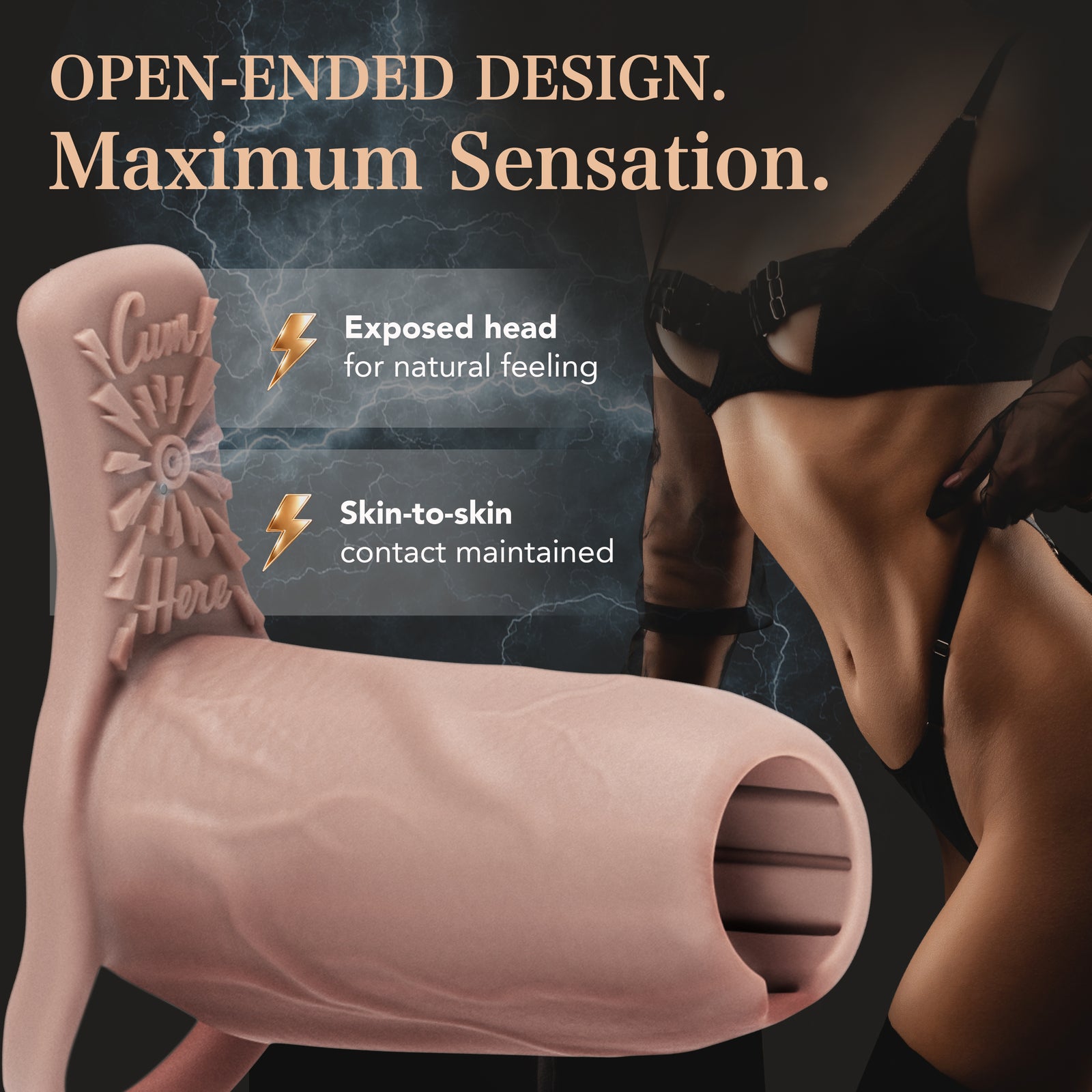 Pleasure Sleeves Core M – Girthy (50%) Open-Ended Penis Sleeve with ⚡️Cum Here⚡️ Grind Pad