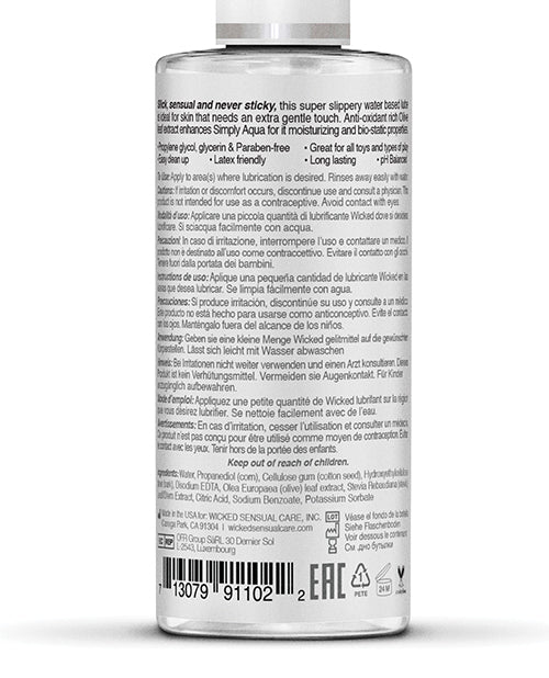 Wicked Sensual Care Simply Aqua Water Based Lubricant 2 oz - 4 oz