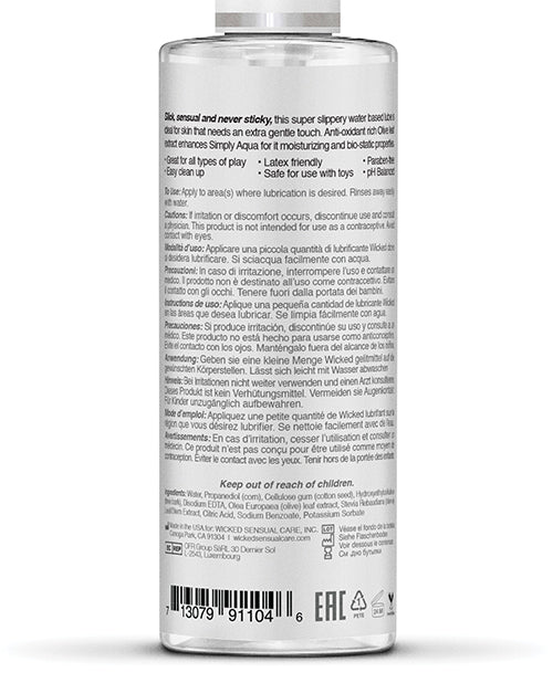 Wicked Sensual Care Simply Aqua Water Based Lubricant 2 oz - 4 oz