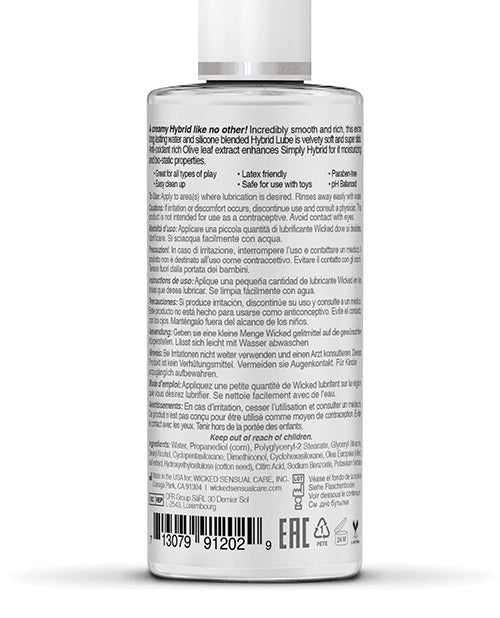 Wicked Sensual Care Simply Hybrid Lubricant 2 oz