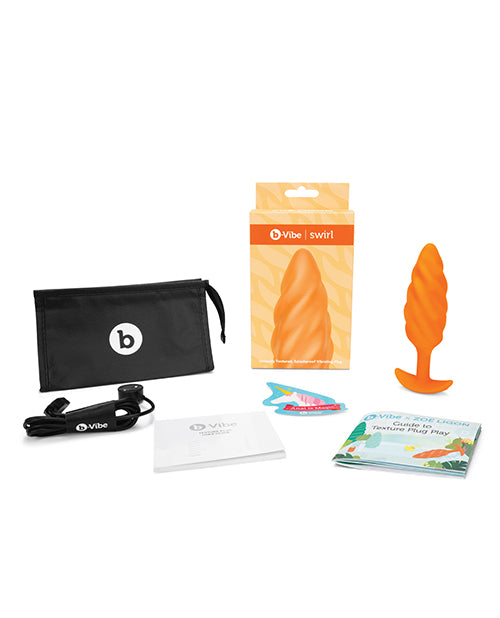 B-vibe Swirl Texture Vibrating Plug X Zoe Ligon - Orange
