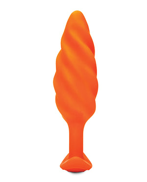 B-vibe Swirl Texture Vibrating Plug X Zoe Ligon - Orange