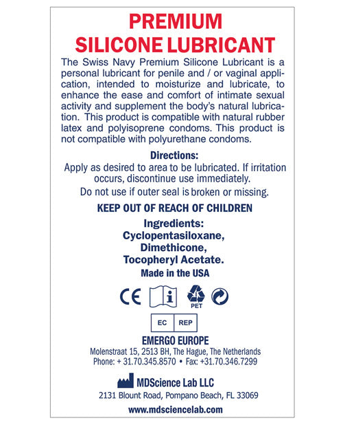 Swiss Navy Lube Silicone 2 Oz & 8 Oz  Pump Bottles