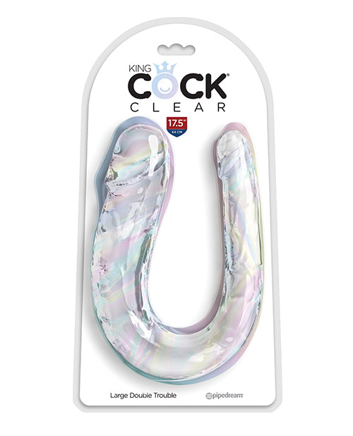 King Cock Clear Large 17.5 Inch Double Trouble Dildo - Clear