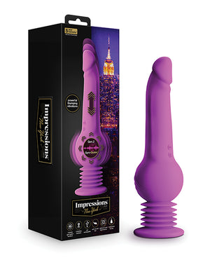 Impressions By Blush® | New York Gyro-Quake™ 9.75 Inch Vibrating & Thumping G Spot Dildo – Platinum Cured Silicone - Purple