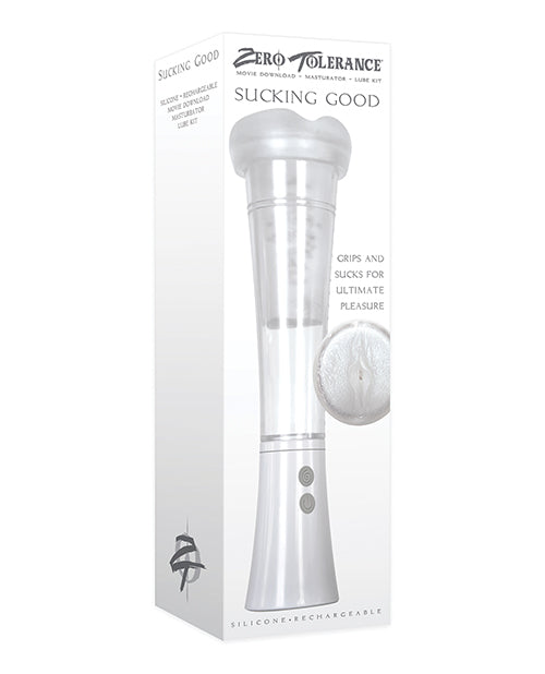 Zero Tolerance Sucking Good Rechargeable Vibrating Masturbator Pump - White/Clear
