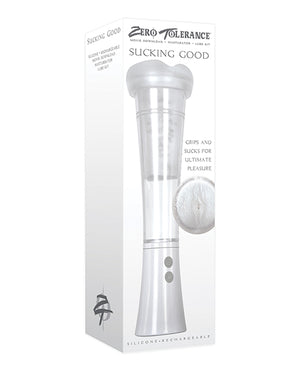 Zero Tolerance Sucking Good Rechargeable Vibrating Masturbator Pump - White/Clear