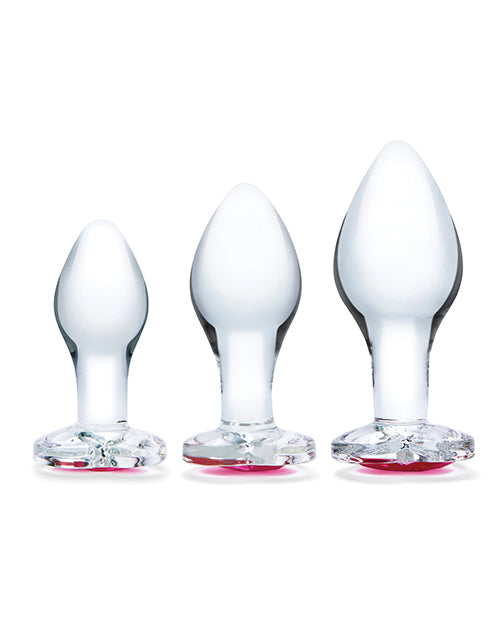 Glas 3 Pc Heart Jewel Glass Anal Training Kit