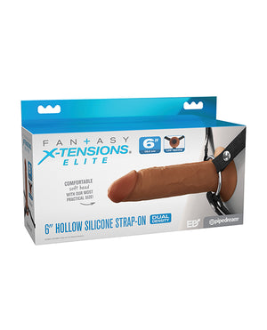 Fantasy X-tensions Elite 6 Inch Silicone Hollow Strap-on w/Harness - Brown