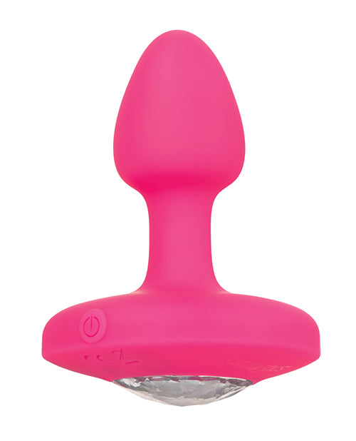 Cheeky Gems Small Jeweled Rechargable Vibrating Butt Plug- Pink