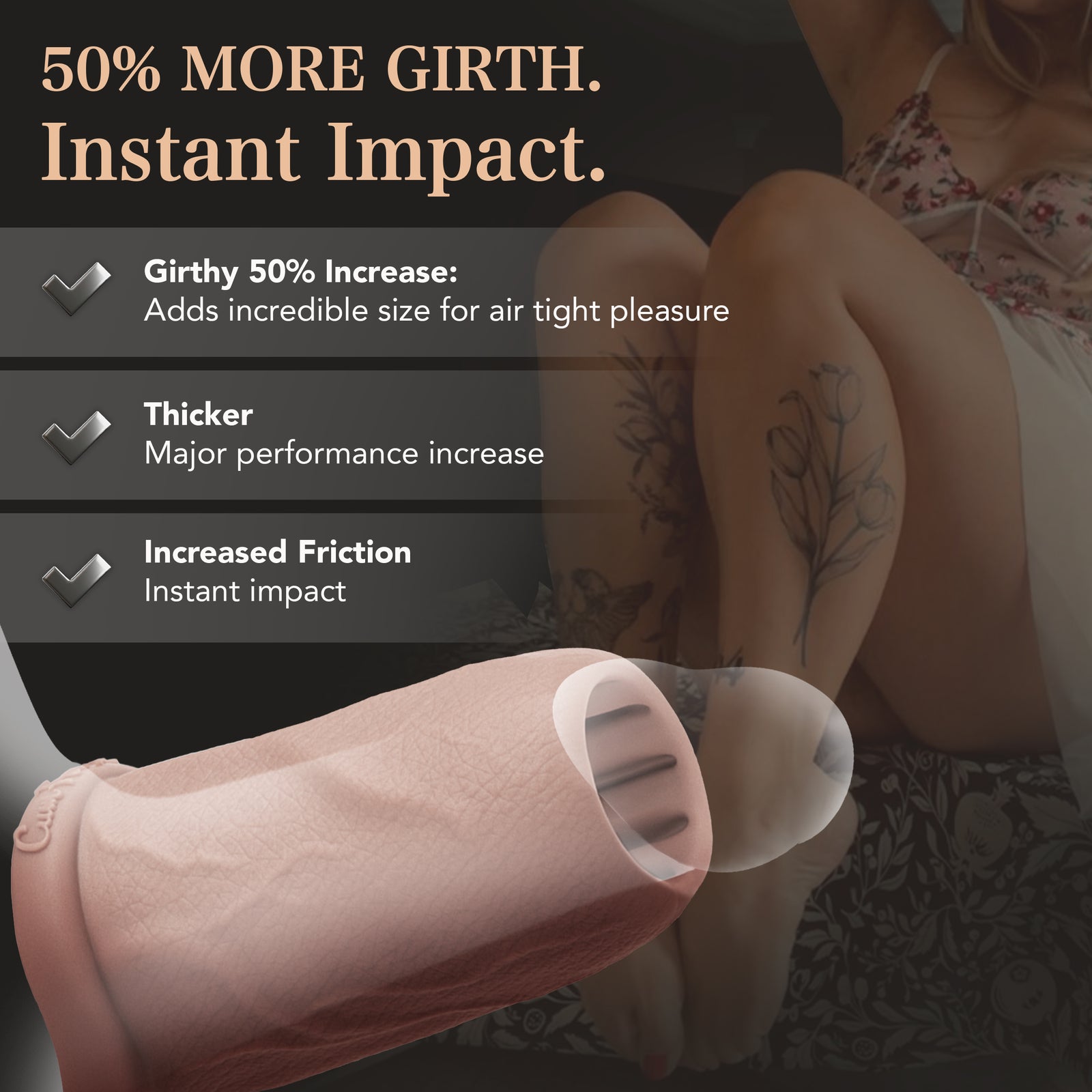 Pleasure Sleeves Core M - 50% More Girth - Open-Ended Penis Sleeves (Buy AMAZON Prime)