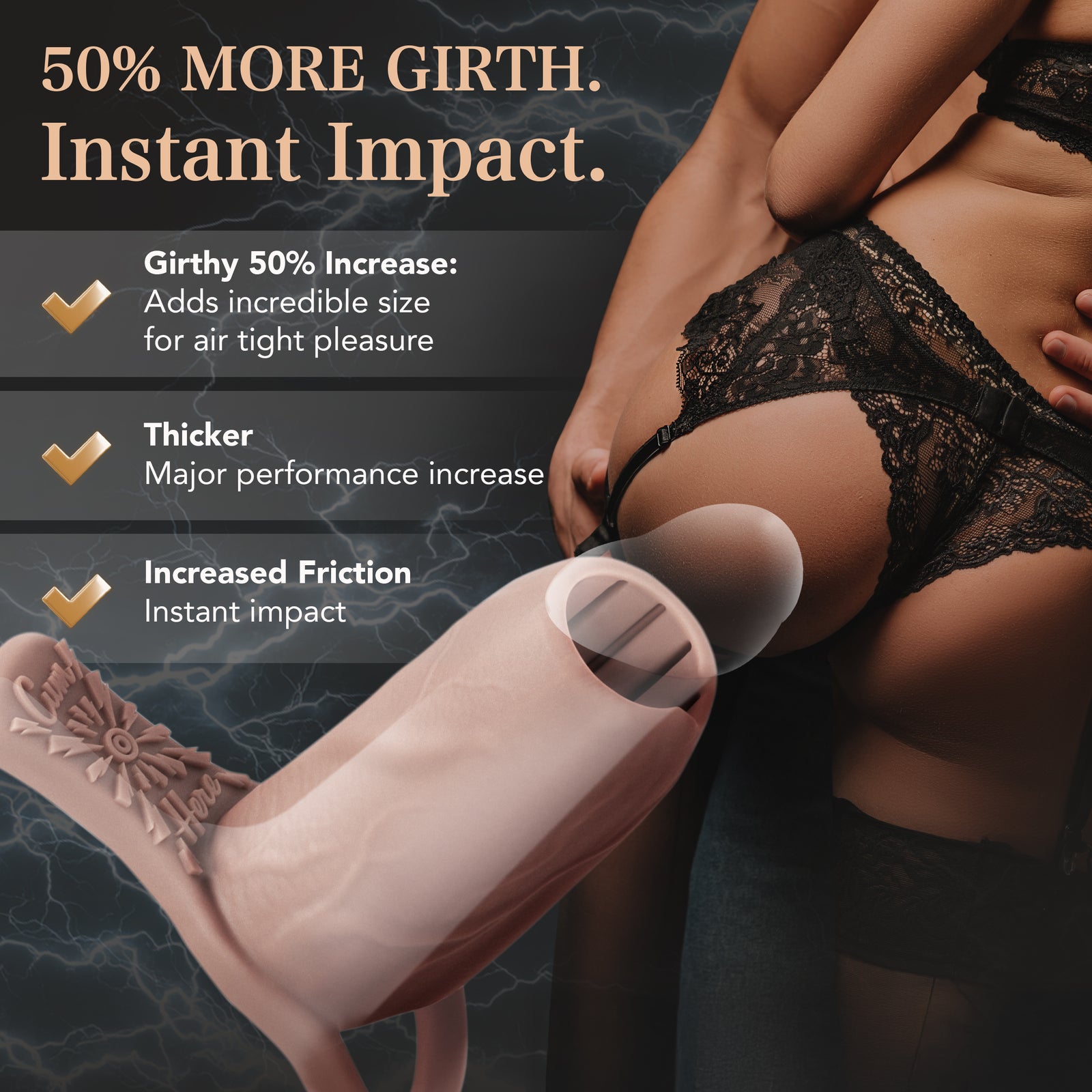 Pleasure Sleeves Core M – Girthy (50%) Open-Ended Penis Sleeve with ⚡️Cum Here⚡️ Grind Pad