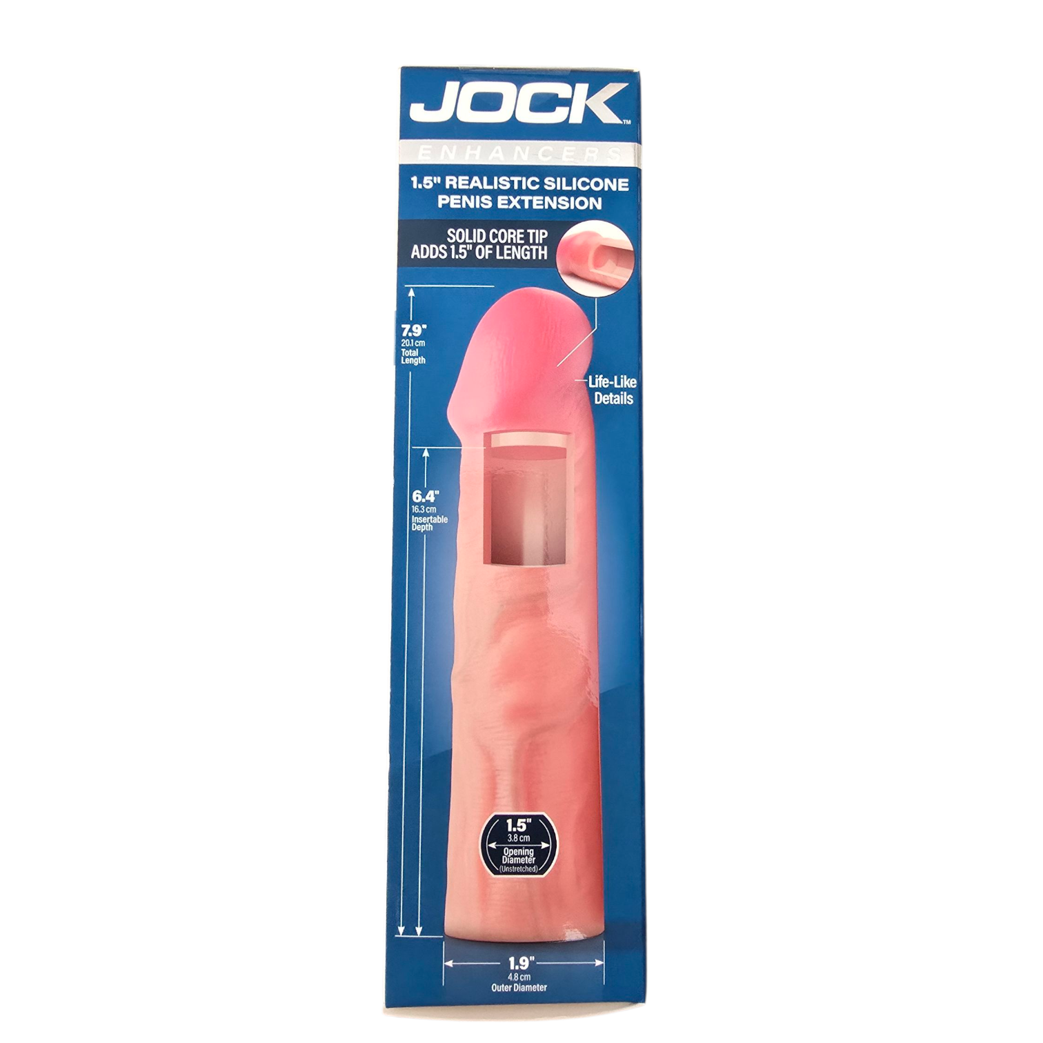 Curve Toys Jock Enhancers 8 inch Trimmable Silicone Penis Extension Sleeve - Nude