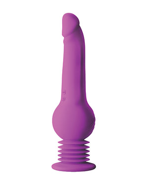 Impressions By Blush® | New York Gyro-Quake™ 9.75 Inch Vibrating & Thumping G Spot Dildo – Platinum Cured Silicone - Purple