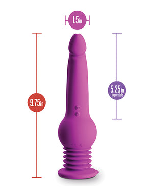 Impressions By Blush® | New York Gyro-Quake™ 9.75 Inch Vibrating & Thumping G Spot Dildo – Platinum Cured Silicone - Purple