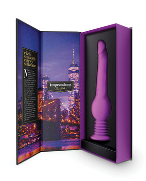 Impressions By Blush® | New York Gyro-Quake™ 9.75 Inch Vibrating & Thumping G Spot Dildo – Platinum Cured Silicone - Purple