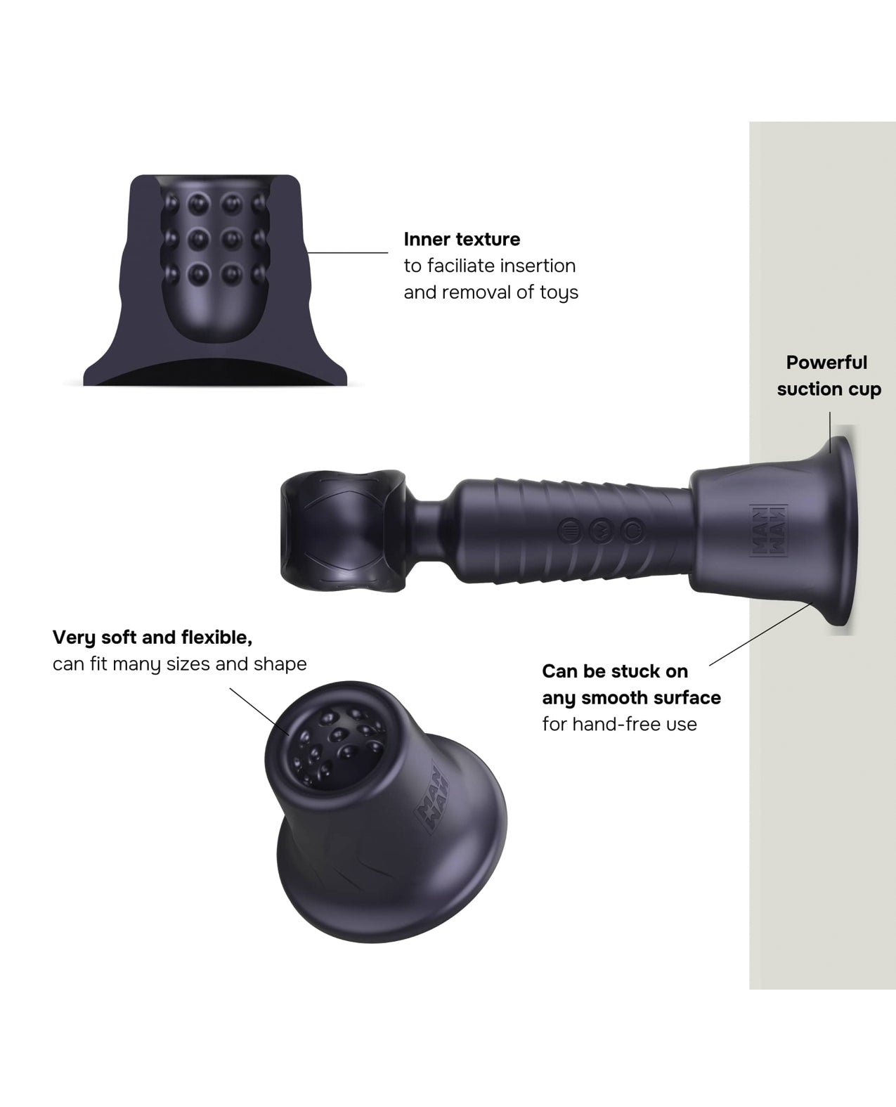 Manwan Holden Suction Cup Wand Holder - Black Plum