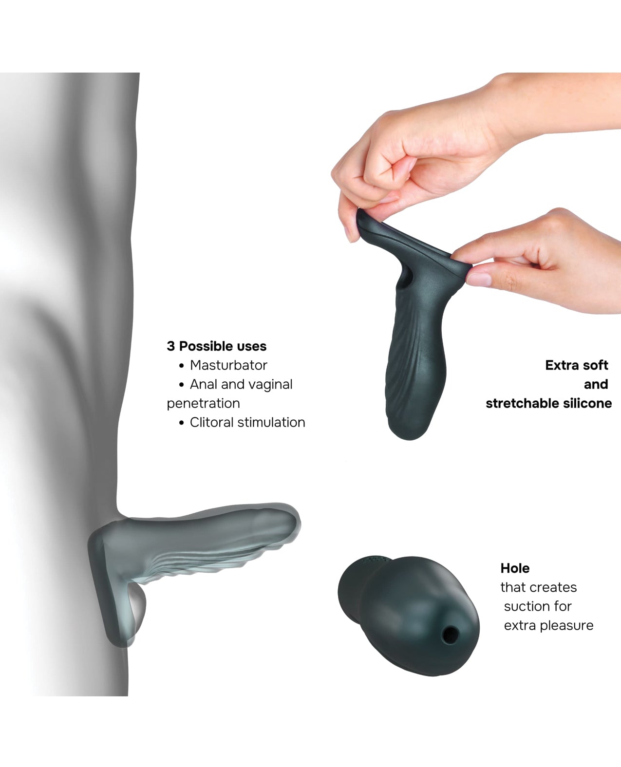 Manwan Ryzer 6 Inch Penis Sleeve - Pine Gray