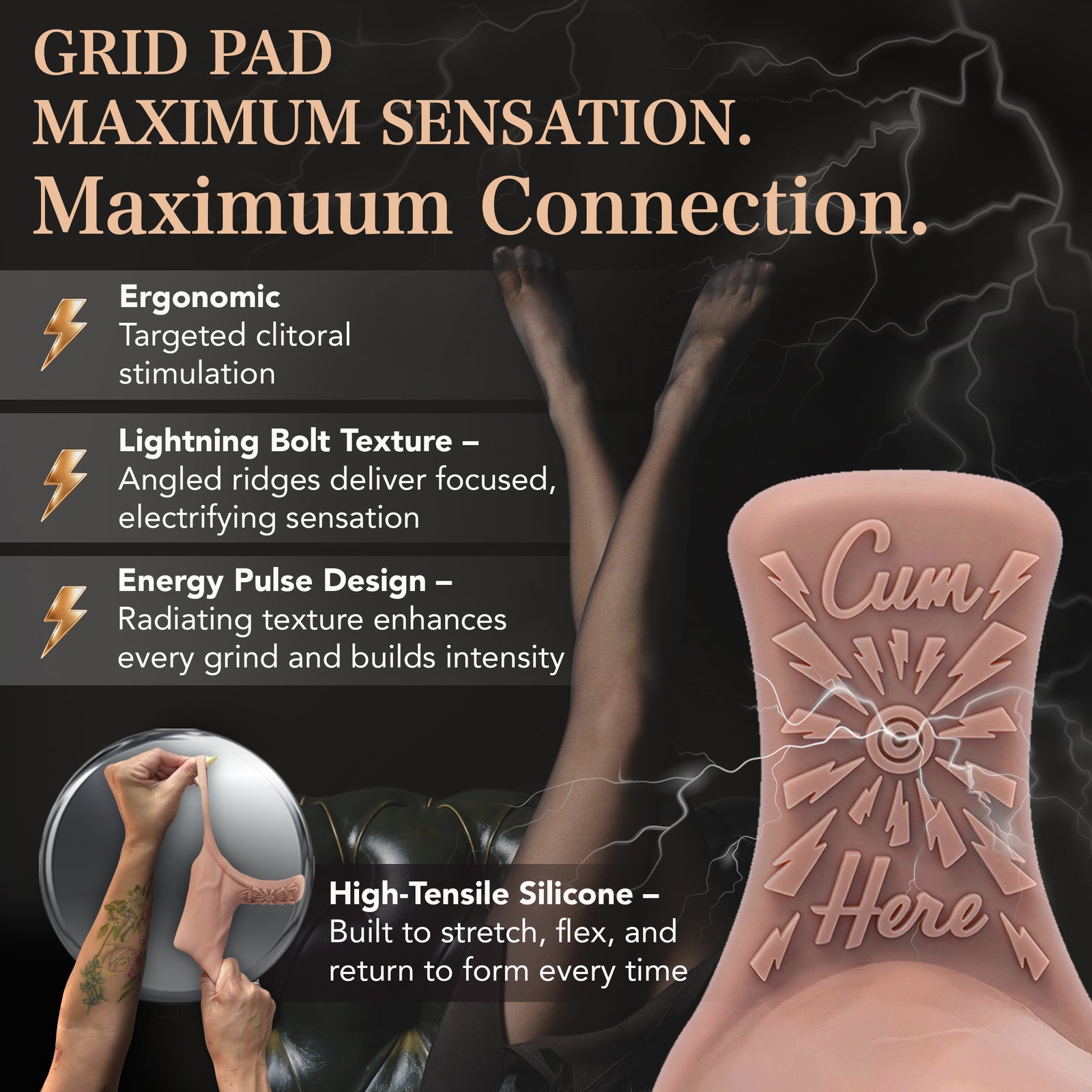 Pleasure Sleeves Core M – Girthy (50%) Open-Ended Penis Sleeve with ⚡️Cum Here⚡️ Grind Pad