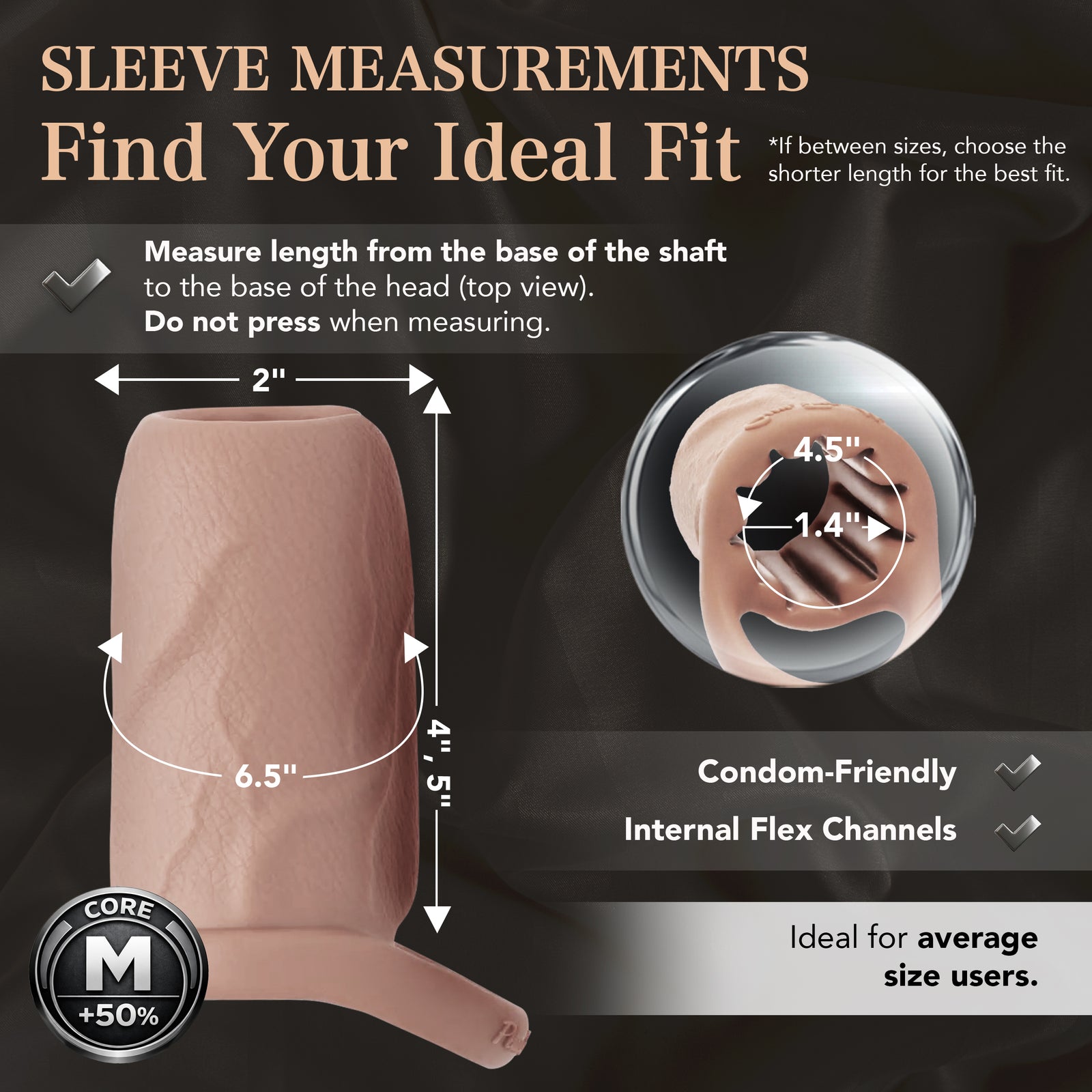 Pleasure Sleeves Core M – Girthy (50%) Open-Ended Penis Sleeve