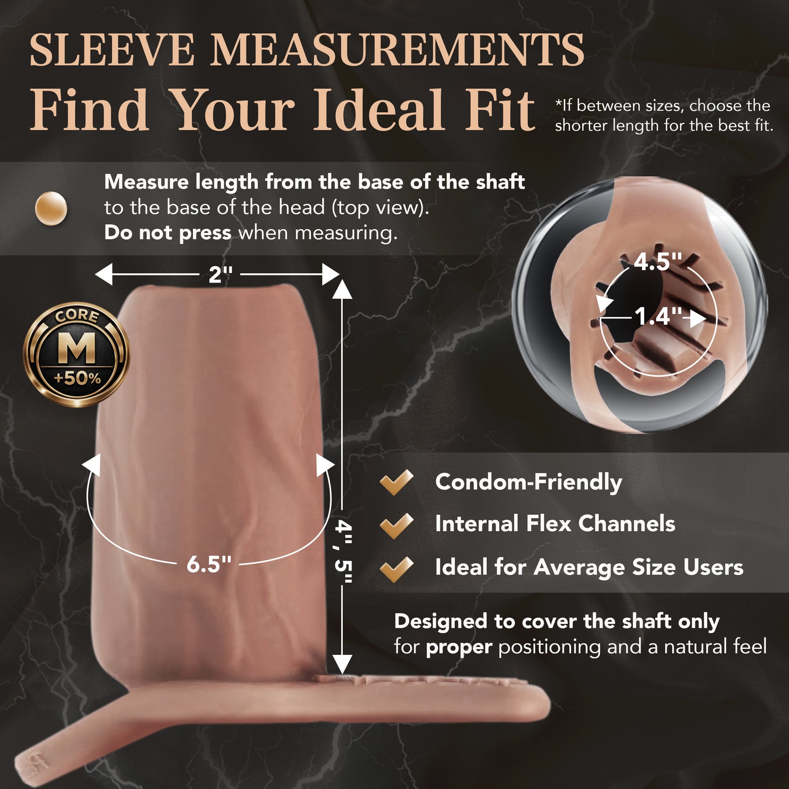 Pleasure Sleeves Core M – Girthy (50%) Open-Ended Penis Sleeve with ⚡️Cum Here⚡️ Grind Pad