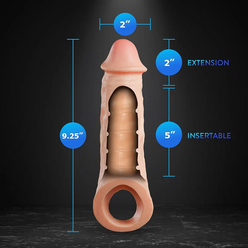 Performance Plus Intrepid - 9 Inch Realistic Penis Extender Sleeve - Sensa Feel® Dual Density Technology with Purio® Liquid Silicone