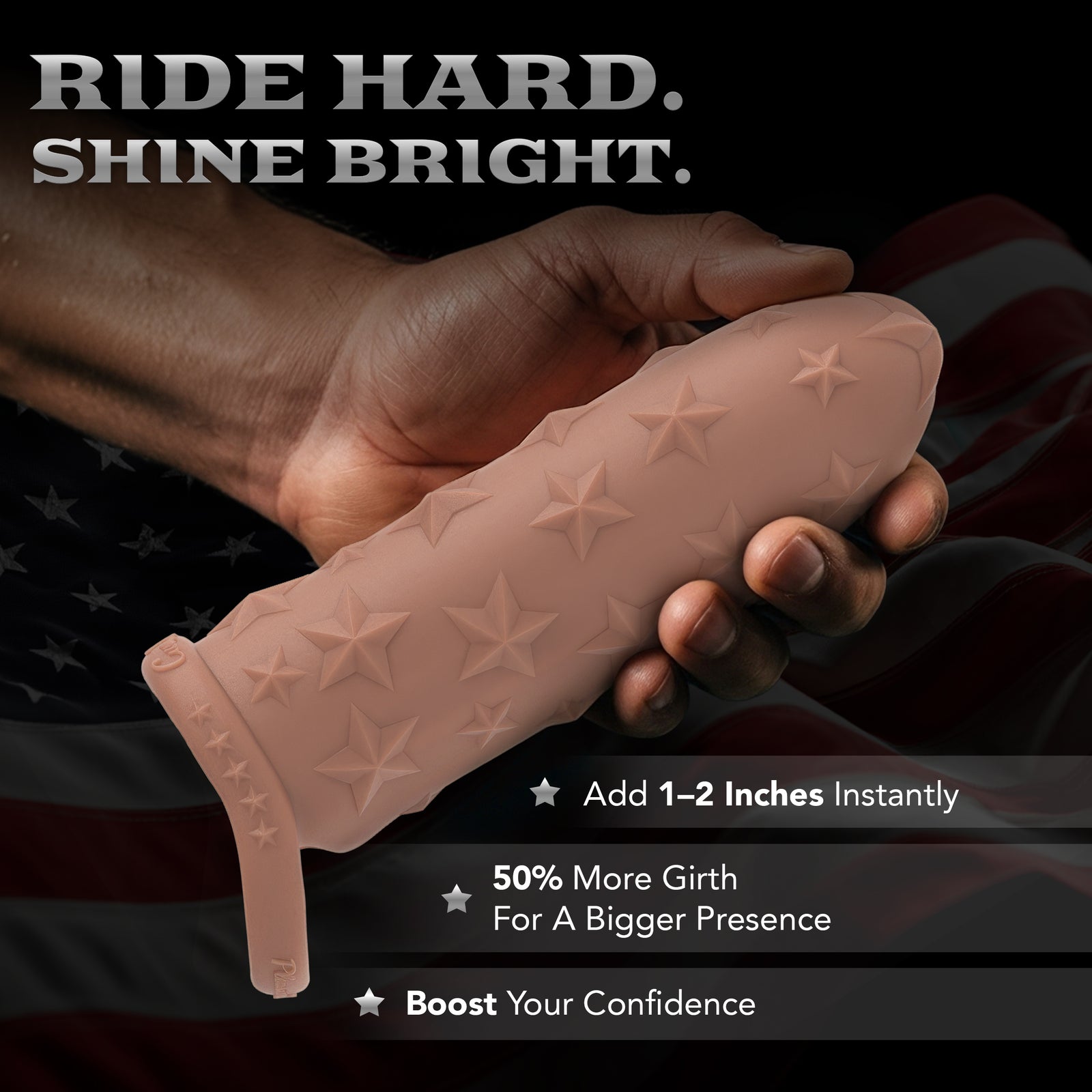 Star Studded Extender™ Core M - 6.5 Inch Closed Ended Penis Sleeve - Platinum Silicone