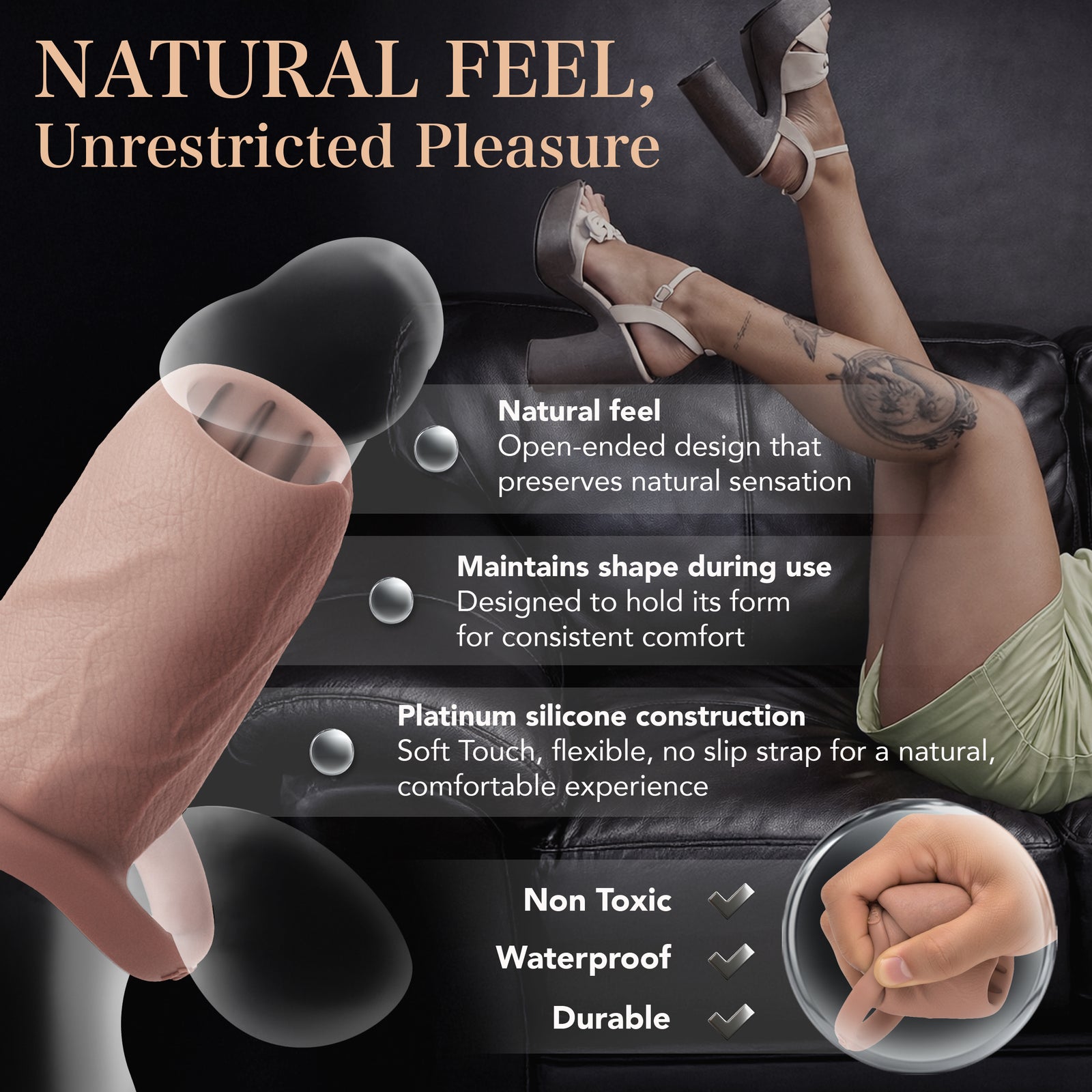 Pleasure Sleeves Core M - 50% More Girth - Open-Ended Penis Sleeves (Buy AMAZON Prime)