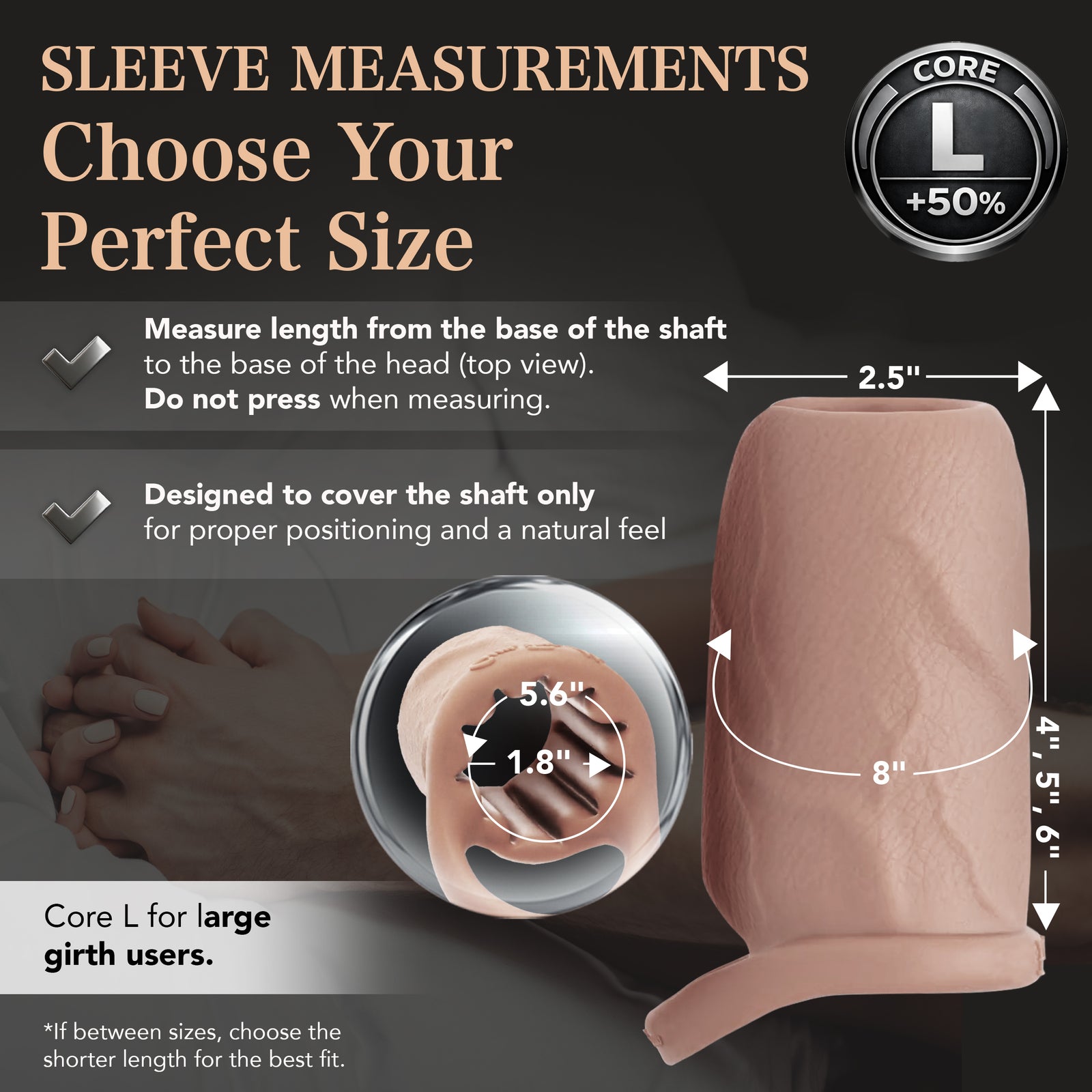 Pleasure Sleeves Core L – Girthy (50%) Open-Ended Penis Sleeve