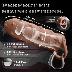 Star Studded Extender™ Core M - 6.5 Inch Closed Ended Penis Sleeve - Platinum Silicone