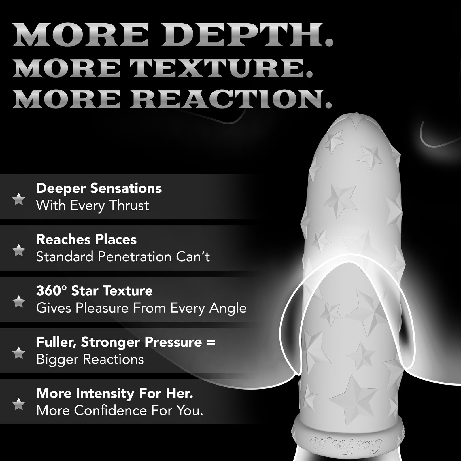 Star Studded Extender™ Core M - 6.5 Inch Closed Ended Penis Sleeve - Platinum Silicone