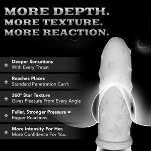 Star Studded Extender™ Core M - 6.5 Inch Closed Ended Penis Sleeve - Platinum Silicone