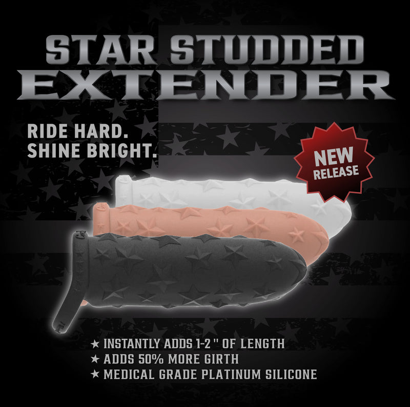 Star Studded Extender™ Core M - 6.5 Inch Closed Ended Penis Sleeve - Platinum Silicone