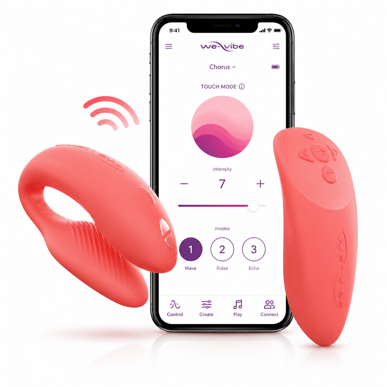 We-Vibe Chorus App Controlled Couples Vibrator - Crave Coral