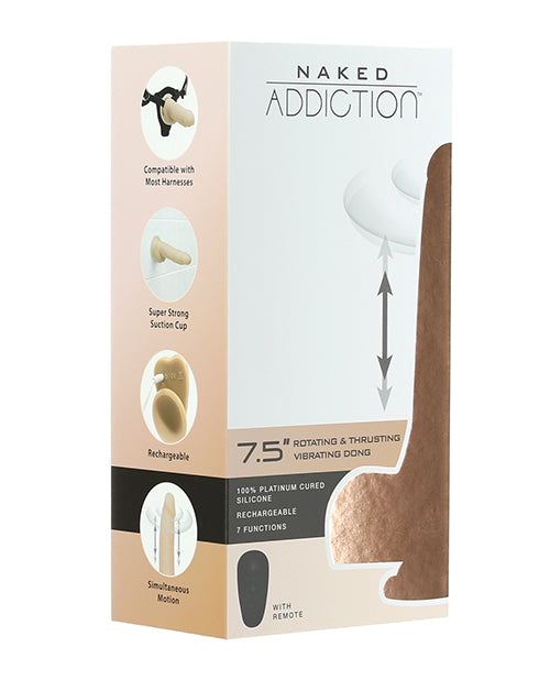 Naked Addiction The Freak 7.5 Inch Rotating & Thrusting Vibrating Dong - Ivory