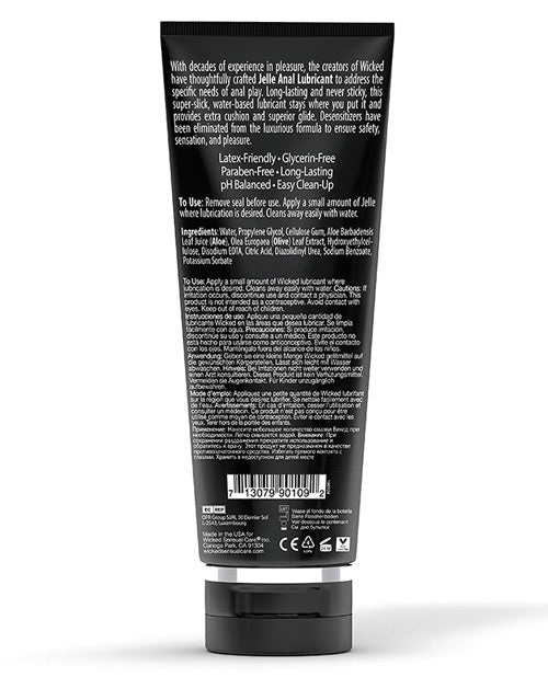 Wicked Sensual Care Jelle Waterbased Anal Lubricant - Fragrance Free 4 oz - 8 oz