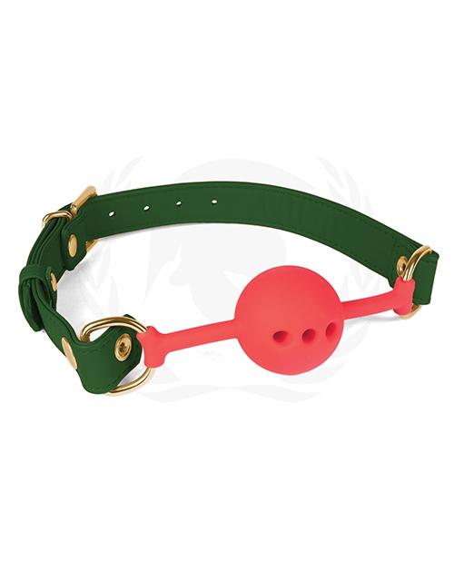 Spartacus Silicone Ball Gag W/green Pu Straps - 46 Mm Green