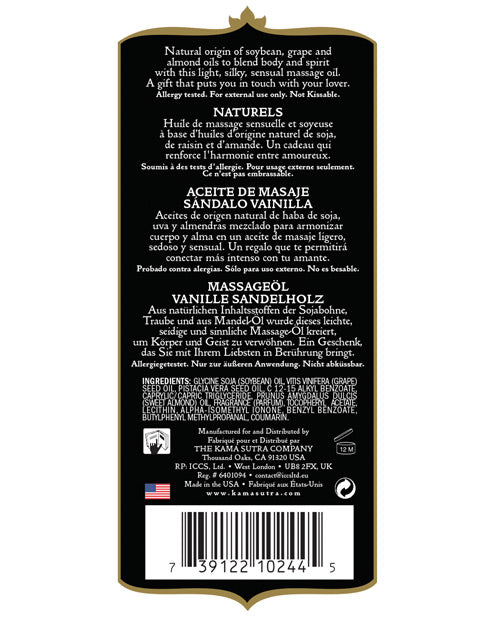 Kama Sutra Naturals Massage Oil 8 oz – Natural Body Oil in Multiple Scents