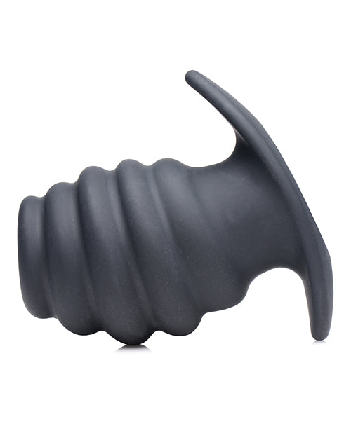 Master Series Hive Ass Tunnel 3.5 Inch Silicone Ribbed Hollow Anal Plug - Black
