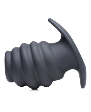 Master Series Hive Ass Tunnel 3.5 Inch Silicone Ribbed Hollow Anal Plug - Black