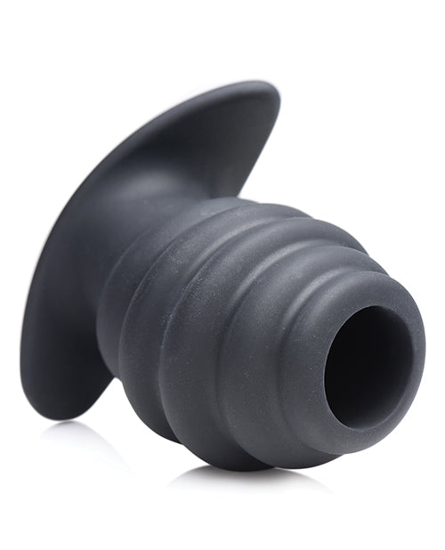 Master Series Hive Ass Tunnel 3.5 Inch Silicone Ribbed Hollow Anal Plug - Black