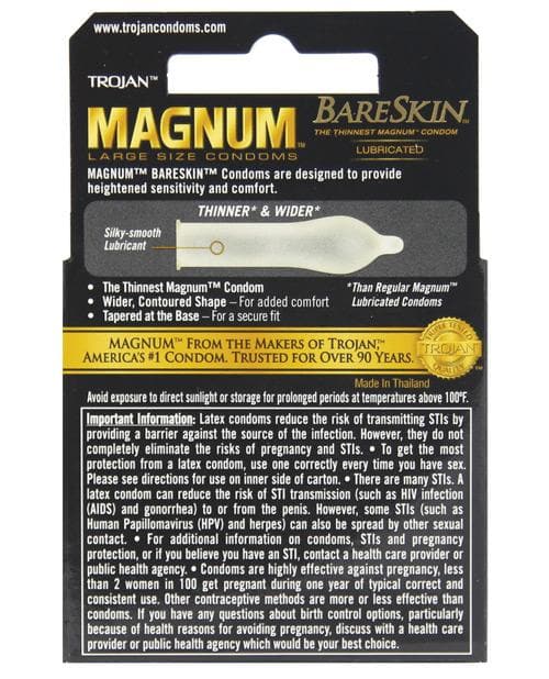 Trojan Magnum Bareskin Condoms - Large - 3 & 12 Packs