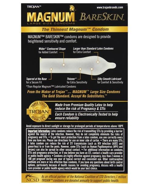 Trojan Magnum Bareskin Condoms - Large - 3 & 10 Packs