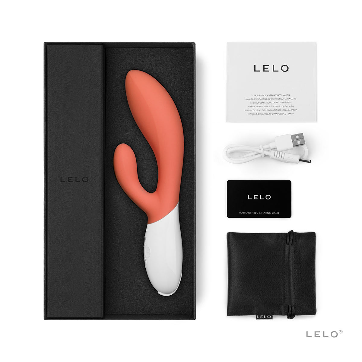 LELO Ina 3 Rabbit Vibrator - Coral Red