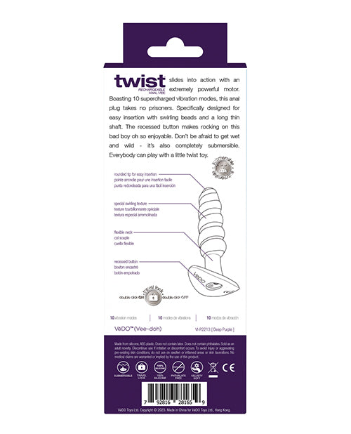 Vedo Twist Rechargeable Anal Plug - The Happy Wife Vedo Twist Rechargeable Anal Plug - The Happy Wife