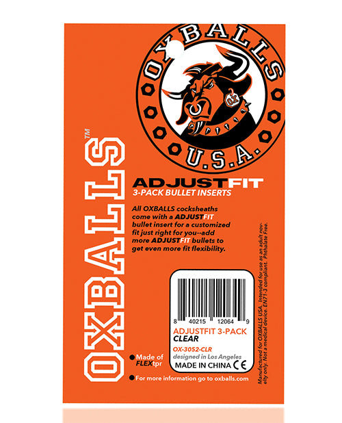 Oxballs Penis Sheath 7/8" Adjustfit Inserts - Pack Of 3 Clear