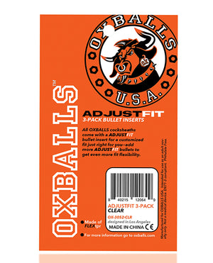 Oxballs Penis Sheath 7/8" Adjustfit Inserts - Pack Of 3 Clear