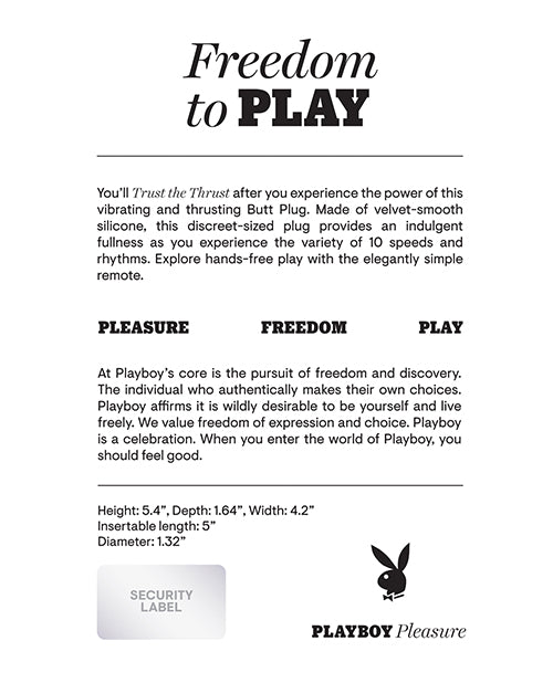 Playboy Pleasure Trusting Butt Plug