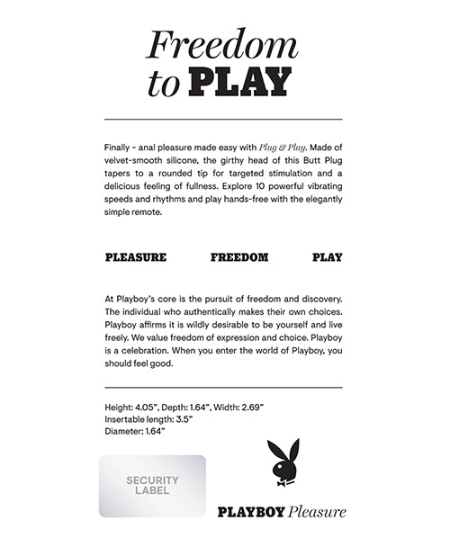 Playboy Pleasure Plug & Play Vibrating Butt Plug