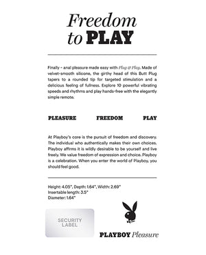Playboy Pleasure Plug & Play Vibrating Butt Plug